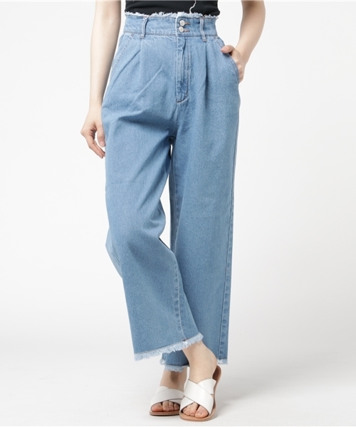 WEGO（ウィゴー）の「WEGO/ハイウエストフリンジバギーパンツ（デニムパンツ・レディース・ライトインディゴブルー/インディゴブルー・FREE）」の16枚目の写真