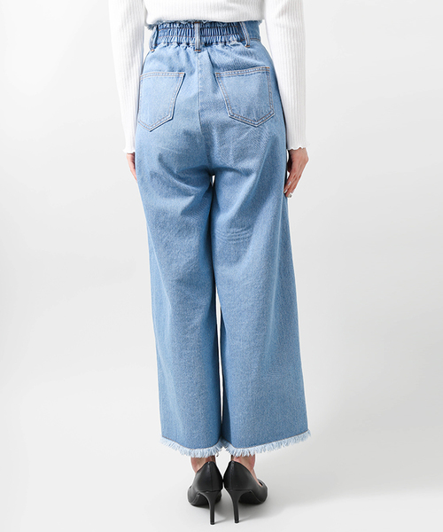 WEGO（ウィゴー）の「WEGO/ハイウエストフリンジバギーパンツ（デニムパンツ・レディース・ライトインディゴブルー/インディゴブルー・FREE）」の8枚目の写真