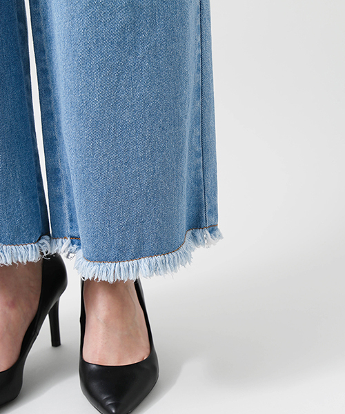 WEGO（ウィゴー）の「WEGO/ハイウエストフリンジバギーパンツ（デニムパンツ・レディース・ライトインディゴブルー/インディゴブルー・FREE）」の9枚目の写真