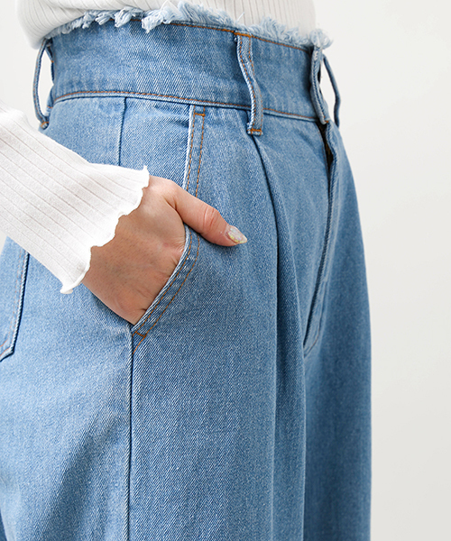 WEGO（ウィゴー）の「WEGO/ハイウエストフリンジバギーパンツ（デニムパンツ・レディース・ライトインディゴブルー/インディゴブルー・FREE）」の11枚目の写真