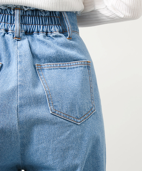 WEGO（ウィゴー）の「WEGO/ハイウエストフリンジバギーパンツ（デニム