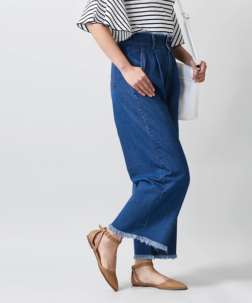 WEGO（ウィゴー）の「WEGO/ハイウエストフリンジバギーパンツ（デニムパンツ・レディース・ライトインディゴブルー/インディゴブルー・FREE）」の19枚目の写真