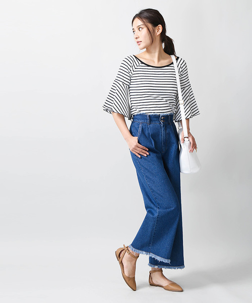 WEGO（ウィゴー）の「WEGO/ハイウエストフリンジバギーパンツ（デニムパンツ・レディース・ライトインディゴブルー/インディゴブルー・FREE）」の18枚目の写真