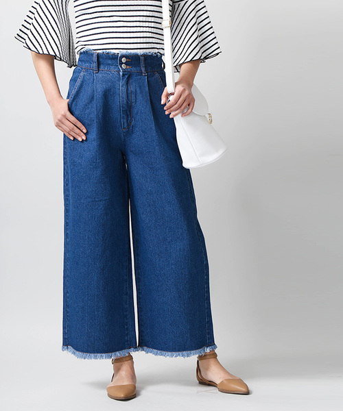 WEGO（ウィゴー）の「WEGO/ハイウエストフリンジバギーパンツ（デニムパンツ・レディース・ライトインディゴブルー/インディゴブルー・FREE）」の20枚目の写真