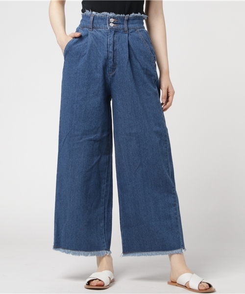 WEGO（ウィゴー）の「WEGO/ハイウエストフリンジバギーパンツ（デニムパンツ・レディース・ライトインディゴブルー/インディゴブルー・FREE）」の17枚目の写真