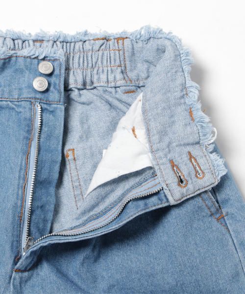 WEGO（ウィゴー）の「WEGO/ハイウエストフリンジバギーパンツ（デニムパンツ・レディース・ライトインディゴブルー/インディゴブルー・FREE）」の14枚目の写真