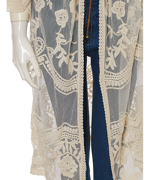 fifth（フィフス）の「フラワー刺繍ロングガウン（カーディガン/ボレロ・レディース・ホワイト/ブラック/ベージュ・MEDIUM）」の8枚目の写真