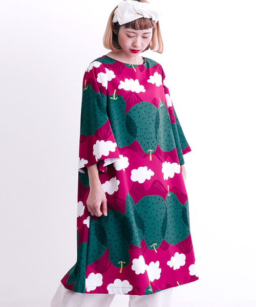 MERLOT（メルロー）の「ようなしマウンテン柄ワンピース7222（ワンピース・レディース・ブルー/チェリーピンク・FREE）」の5枚目の写真