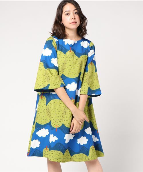 MERLOT（メルロー）の「ようなしマウンテン柄ワンピース7222（ワンピース・レディース・ブルー/チェリーピンク・FREE）」の6枚目の写真