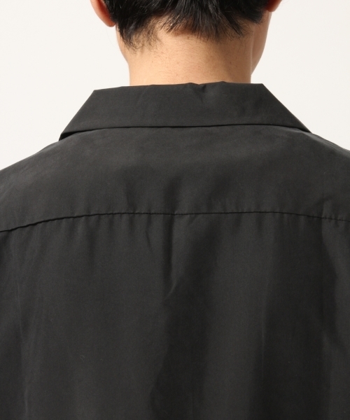 BAL バル ブラックレーヨン オープンカラーシャツ ギャバシャツ