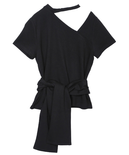 Ameri（アメリ）の「CHOKER NECK ASYMMETRY TOP（Tシャツ/カットソー・レディース・ブラック/ブラウン/オレンジ・FREE）」の7枚目の写真