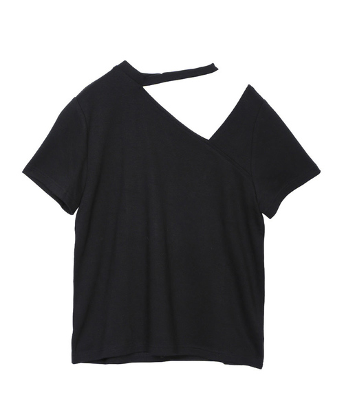 Ameri（アメリ）の「CHOKER NECK ASYMMETRY TOP（Tシャツ/カットソー・レディース・ブラック/ブラウン/オレンジ・FREE）」の10枚目の写真