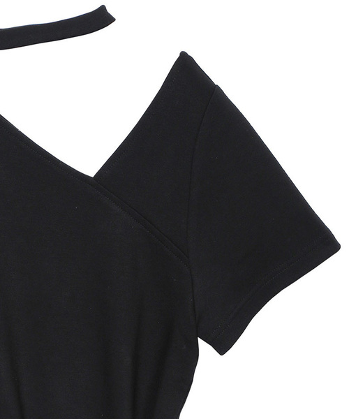 Ameri（アメリ）の「CHOKER NECK ASYMMETRY TOP（Tシャツ/カットソー・レディース・ブラック/ブラウン/オレンジ・FREE）」の11枚目の写真