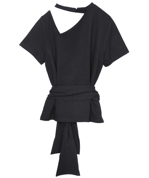 Ameri（アメリ）の「CHOKER NECK ASYMMETRY TOP（Tシャツ/カットソー・レディース・ブラック/ブラウン/オレンジ・FREE）」の13枚目の写真