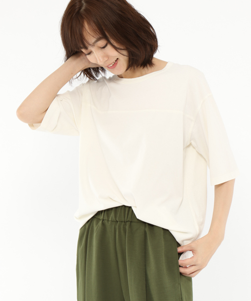 LAKOLE(ラコレ)の「【接触冷感】ガーメントダイフットボールTシャツ / LAKOLE(Tシャツ/カットソー・レディース・オフホワイト/ボルドー/マスタード/チャコール・SMALL/MEDIUM)」の2枚目の写真