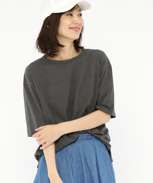 LAKOLE(ラコレ)の「【接触冷感】ガーメントダイフットボールTシャツ / LAKOLE(Tシャツ/カットソー・レディース・オフホワイト/ボルドー/マスタード/チャコール・SMALL/MEDIUM)」の3枚目の写真