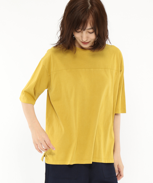 LAKOLE(ラコレ)の「【接触冷感】ガーメントダイフットボールTシャツ / LAKOLE(Tシャツ/カットソー・レディース・オフホワイト/ボルドー/マスタード/チャコール・SMALL/MEDIUM)」の4枚目の写真