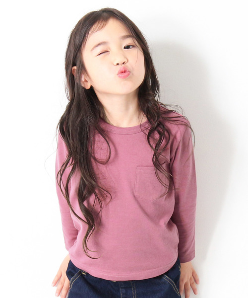 devirock（デビロック）の「パックT★クルーネック無地長袖Tシャツ（Tシャツ/カットソー・キッズ・ネイビー/モカ/杢グレー/ブルー系その他/イエロー系その他/ホワイト/ブラック/パープル系その他/スモークピンク/レッド系その他/カーキ/キャメル・160cm/140cm/150cm/130cm/110cm/100cm/120cm）」の9枚目の写真