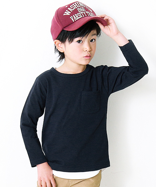 devirock（デビロック）の「パックT★クルーネック無地長袖Tシャツ（Tシャツ/カットソー・キッズ・ネイビー/モカ/杢グレー/ブルー系その他/イエロー系その他/ホワイト/ブラック/パープル系その他/スモークピンク/レッド系その他/カーキ/キャメル・160cm/140cm/150cm/130cm/110cm/100cm/120cm）」の7枚目の写真