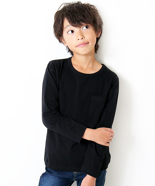 devirock（デビロック）の「パックT★クルーネック無地長袖Tシャツ（Tシャツ/カットソー・キッズ・ネイビー/モカ/杢グレー/ブルー系その他/イエロー系その他/ホワイト/ブラック/パープル系その他/スモークピンク/レッド系その他/カーキ/キャメル・160cm/140cm/150cm/130cm/110cm/100cm/120cm）」の3枚目の写真