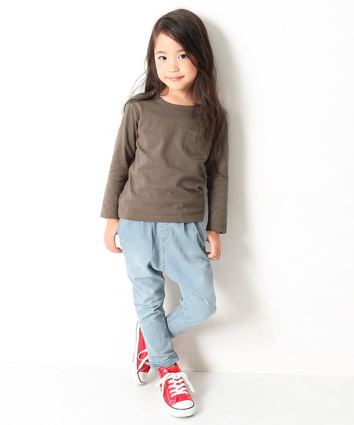 devirock（デビロック）の「パックT★クルーネック無地長袖Tシャツ（Tシャツ/カットソー・キッズ・ネイビー/モカ/杢グレー/ブルー系その他/イエロー系その他/ホワイト/ブラック/パープル系その他/スモークピンク/レッド系その他/カーキ/キャメル・160cm/140cm/150cm/130cm/110cm/100cm/120cm）」の16枚目の写真