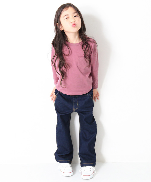 devirock（デビロック）の「パックT★クルーネック無地長袖Tシャツ（Tシャツ/カットソー・キッズ・ネイビー/モカ/杢グレー/ブルー系その他/イエロー系その他/ホワイト/ブラック/パープル系その他/スモークピンク/レッド系その他/カーキ/キャメル・160cm/140cm/150cm/130cm/110cm/100cm/120cm）」の20枚目の写真