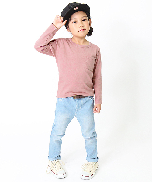 devirock（デビロック）の「パックT★クルーネック無地長袖Tシャツ（Tシャツ/カットソー・キッズ・ネイビー/モカ/杢グレー/ブルー系その他/イエロー系その他/ホワイト/ブラック/パープル系その他/スモークピンク/レッド系その他/カーキ/キャメル・160cm/140cm/150cm/130cm/110cm/100cm/120cm）」の22枚目の写真