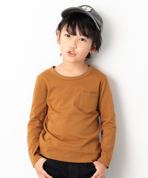 devirock（デビロック）の「パックT★クルーネック無地長袖Tシャツ（Tシャツ/カットソー・キッズ・ネイビー/モカ/杢グレー/ブルー系その他/イエロー系その他/ホワイト/ブラック/パープル系その他/スモークピンク/レッド系その他/カーキ/キャメル・160cm/140cm/150cm/130cm/110cm/100cm/120cm）」の10枚目の写真