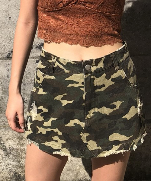 ENVYM（アンビー）の「ブロークンカラーＦＳＫ（スカート・レディース・ブラック/グリーン系カモフラージュ/グレー/カーキ・S/M）」の4枚目の写真