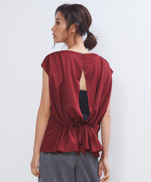 Abahouse Devinette（ドゥヴィネット）の「ブライトバックギャザープルオーバー（Tシャツ/カットソー・レディース・ブラック/ボルドー/サックスブルー・フリー）」の3枚目の写真