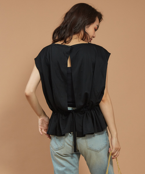 Abahouse Devinette（ドゥヴィネット）の「ブライトバックギャザープルオーバー（Tシャツ/カットソー・レディース・ブラック/ボルドー/サックスブルー・フリー）」の4枚目の写真