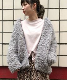 リングファーノーカラー中綿ブルゾン
