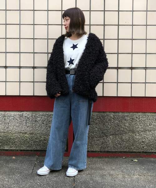 tiptop（ティップトップ）の「リングファーノーカラー中綿ブルゾン（ブルゾン・レディース・ブラック/グレー/ピンク/キナリ・FREE）」の8枚目の写真