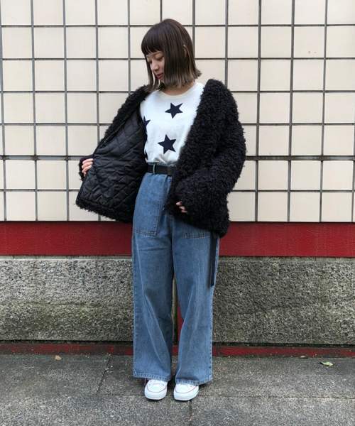 tiptop（ティップトップ）の「リングファーノーカラー中綿ブルゾン（ブルゾン・レディース・ブラック/グレー/ピンク/キナリ・FREE）」の12枚目の写真