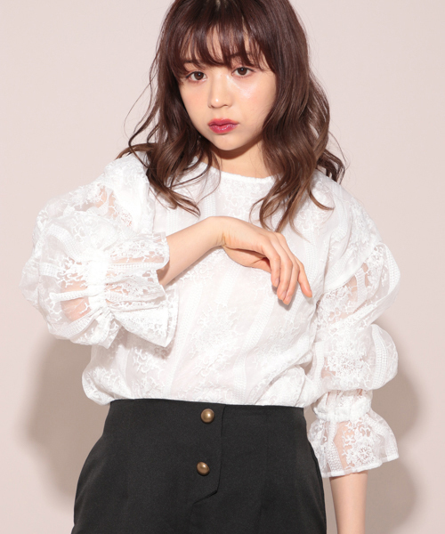 apres jour（アプレジュール）の「刺繍レース袖ボリュームブラウス【ZOZOTOWN限定アイテム】（シャツ/ブラウス・レディース・ブラック/オフホワイト/アイボリー・フリー）」の18枚目の写真