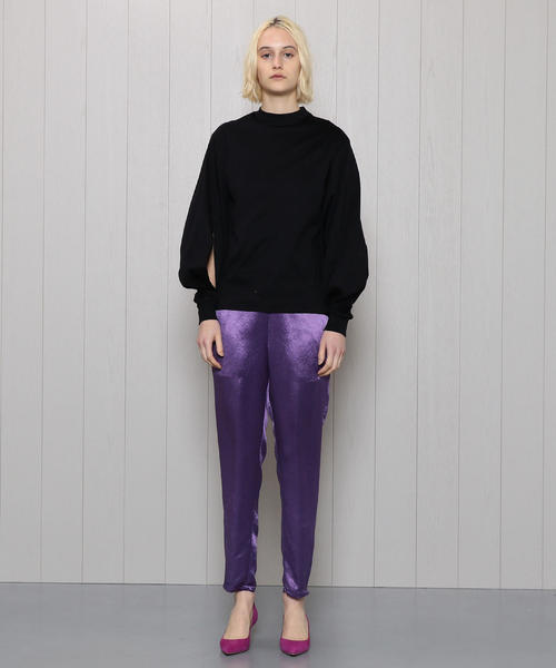 H　BEAUTY&YOUTH UNITED ARROWS（エイチビューティーアンドユースユナイテッドアローズ）の「＜H＞SATIN SLIT TROUSERS/パンツ（その他パンツ・レディース・パープル/モカ/ライム・SMALL/MEDIUM）」の7枚目の写真