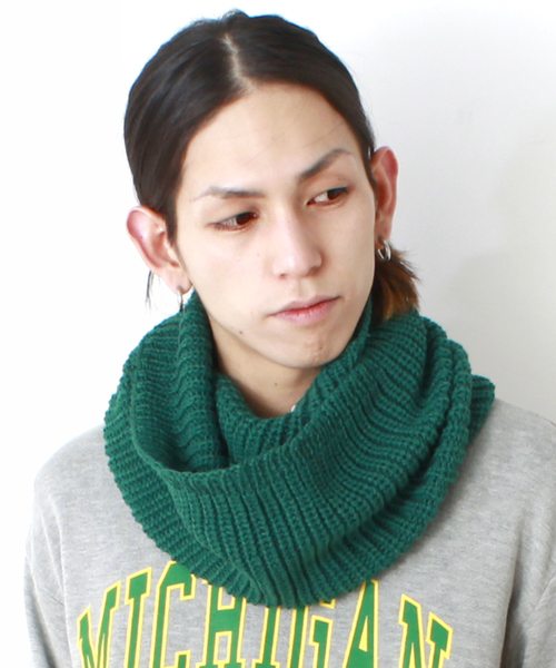 WEGO（ウィゴー）の「WEGO/プレーンニットスヌード（ストール/ショール・メンズ・ブラック/グレー/サックスブルー/ネイビー/ライトパープル/レッド/グリーン/ライトピンク・FREE）」の4枚目の写真