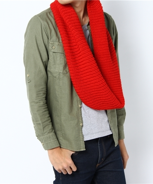 WEGO（ウィゴー）の「WEGO/プレーンニットスヌード（ストール/ショール・メンズ・ブラック/グレー/サックスブルー/ネイビー/ライトパープル/レッド/グリーン/ライトピンク・FREE）」の9枚目の写真