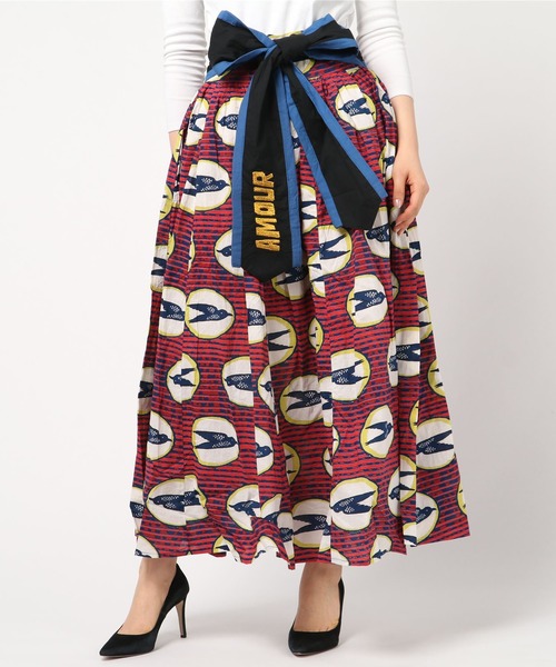 チャイハネ（チャイハネ）の「【チャイハネ】アフリカ・キテンゲ柄ロングスカート（スカート・レディース・ブラウン/レッド/イエロー/ブルー・FREE）」の4枚目の写真