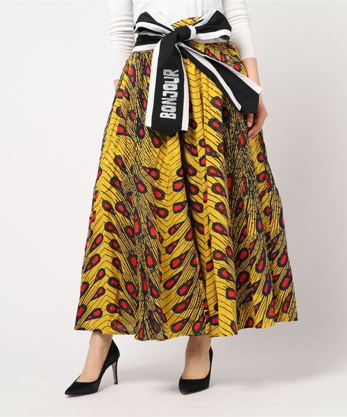 チャイハネ（チャイハネ）の「【チャイハネ】アフリカ・キテンゲ柄ロングスカート（スカート・レディース・ブラウン/レッド/イエロー/ブルー・FREE）」の10枚目の写真