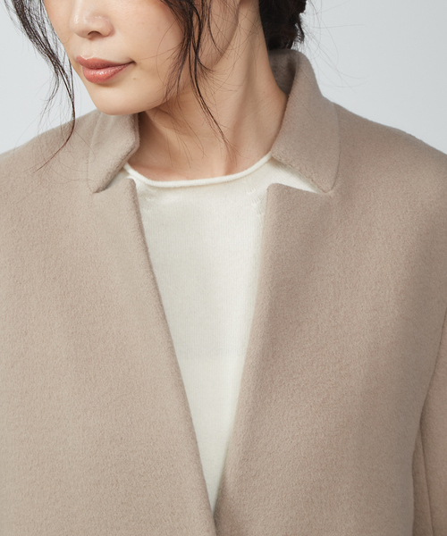 qualite（カリテ）の「【昨年も大ヒット】コクーンビーバーコート（トレンチコート・レディース・グレイッシュベージュ/オフホワイト/ピンク/ブラック/ベージュ・36/38）」の6枚目の写真