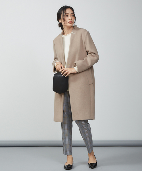 qualite（カリテ）の「【昨年も大ヒット】コクーンビーバーコート（トレンチコート・レディース・グレイッシュベージュ/オフホワイト/ピンク/ブラック/ベージュ・36/38）」の7枚目の写真