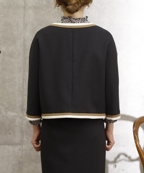 Tiara（ティアラ）の「カラーブロックジャケット（ノーカラージャケット・レディース・アイボリー/ブラック/キャメル・S/M）」の7枚目の写真