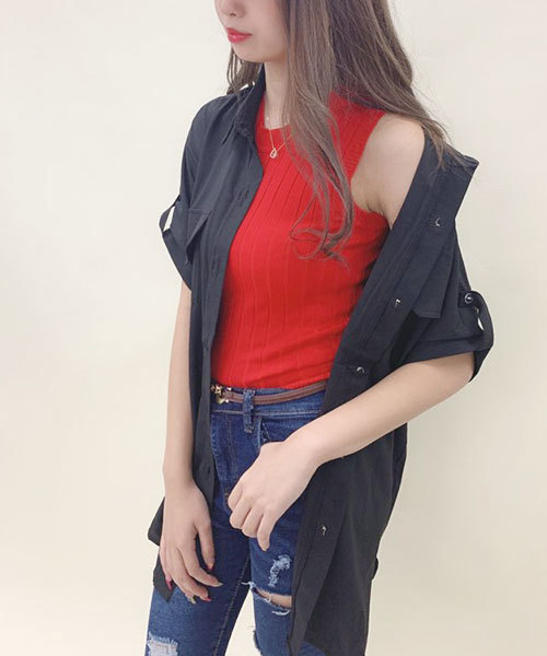 SPIGA（スピーガ）の「ノースリリブニットＴＯＰＳ（ニット/セーター・レディース・ホワイト/ブラック/グレー/レッド/カーキ/ブルー/ボルドー・FREE）」の7枚目の写真