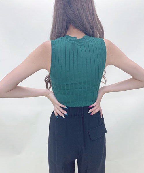 SPIGA（スピーガ）の「ノースリリブニットＴＯＰＳ（ニット/セーター・レディース・ホワイト/ブラック/グレー/レッド/カーキ/ブルー/ボルドー・FREE）」の11枚目の写真