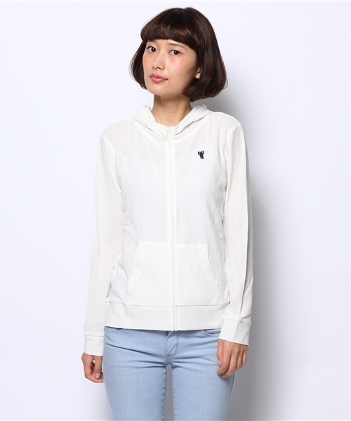 coen(コーエン)の「UVカットジップアップパーカー(パーカー・レディース・ホワイト/イエロー/ケリー/ネイビー・LARGE/MEDIUM)」の2枚目の写真