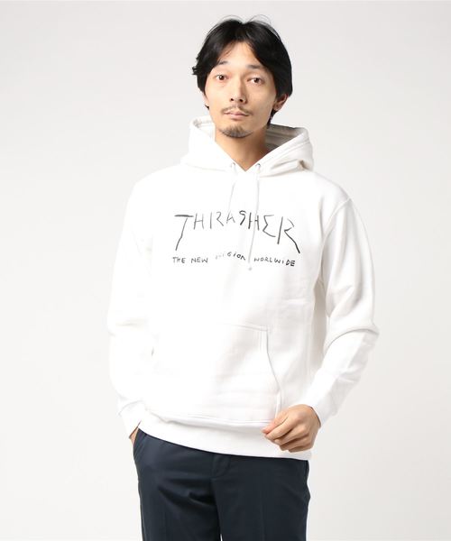THRASHER(スラッシャー)の「New Religion Worldwide HOODIE SWEAT PARKA / スラッシャー プルオーバー パーカー ロゴ マークゴンザレス(パーカー・メンズ・ネイビー/ブラック/グレー/ホワイト/バーガンディー/グリーン・SMALL/MEDIUM/LARGE/X-LARGE)」の2枚目の写真