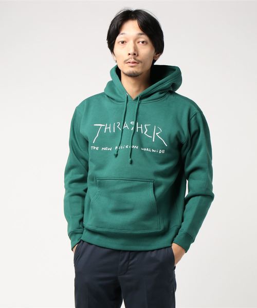 THRASHER(スラッシャー)の「New Religion Worldwide HOODIE SWEAT PARKA / スラッシャー プルオーバー パーカー ロゴ マークゴンザレス(パーカー・メンズ・ネイビー/ブラック/グレー/ホワイト/バーガンディー/グリーン・SMALL/MEDIUM/LARGE/X-LARGE)」の5枚目の写真