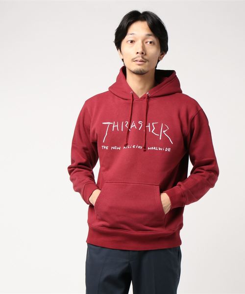 THRASHER(スラッシャー)の「New Religion Worldwide HOODIE SWEAT PARKA / スラッシャー プルオーバー パーカー ロゴ マークゴンザレス(パーカー・メンズ・ネイビー/ブラック/グレー/ホワイト/バーガンディー/グリーン・SMALL/MEDIUM/LARGE/X-LARGE)」の10枚目の写真