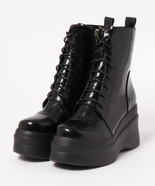 YOSUKE（ヨースケ）の「「YOSUKE/ヨースケ」厚底レースアップショートブーツ（ブーツ・レディース・ブラック/マルチ/クリアブラック/ブラック系その他/ブラック系その他2/ダークブラウン・LL/S/M/L）」の4枚目の写真